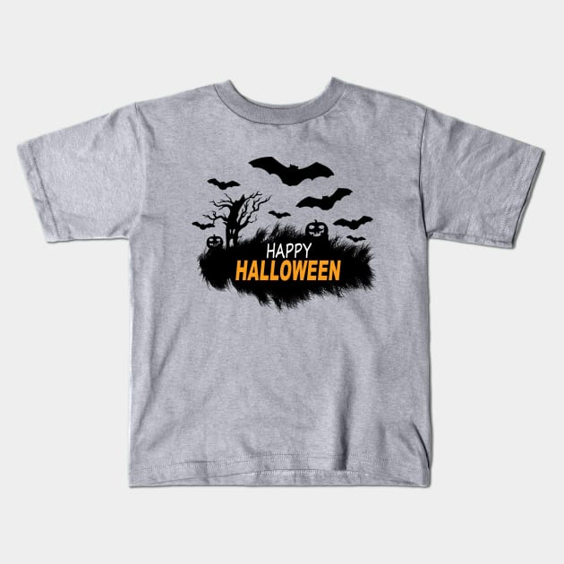 Happy Halloween Kids T-Shirt by ManojTdesign